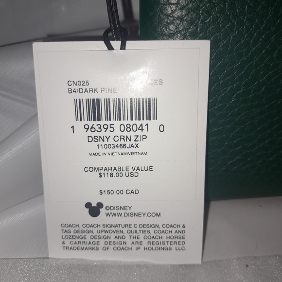 New COACH Disney Holiday Wristlet Brass/Dark Pine Color NWT🌲 - Picture 3 of 5